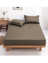 Drap Housse Taupe 120x190 cm  – Coton Premium, Fabrication Française