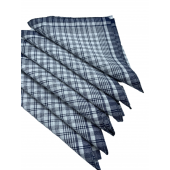 Lot de 6 Mouchoirs de Travail grands carreaux Bleu et Blanc 100% coton 40x40cm