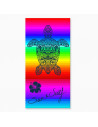 Serviette de plage tortue sur Fond Multi couleurs sur fond blanc