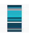 Serviette de plage Rayée Bleue Grise sur fond neutre
