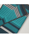 Zoom sur motif serviette rayée bleue et grise
