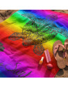 Serviette de plage double Tortue sur Fond Multicolore sur plage