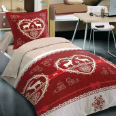 Parure de draps Chalet Winter Rouge 3 pieces 90x190