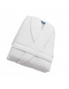 Peignoir de bain à Col Châle coton et bambou blanc plié vue oblique
