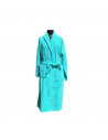 peignoir mixte col châle bleu canard déplié 100% coton