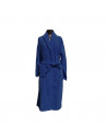 peignoir mixte col châle bleu marine déplié 100% coton