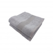 Lot de deux serviettes 70% coton et 30 % bambou pliées gris clair