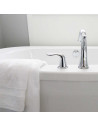 Lot de deux serviettes 100% coton 100x150 cm 600grammes/m² posées sur baignoire blanches