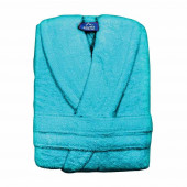 Peignoir de bain Châle coton bambou Bleu canard plié