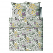 Housse de couette 100 % coton bio Zélia 240x260 fond blanc
