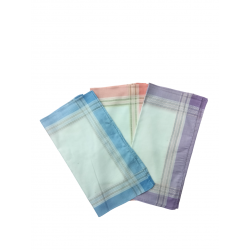 Lot De 6 Mouchoirs Femmes Quadrillés pur coton 3 coloris fond blanc