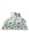 Housse de couette 2 places 100 % coton Summer flower fond blanc