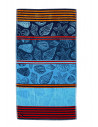 Serviette de plage coquillages bleue & rouge 90 x 170 cm 100% coton