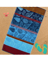 Serviette de plage coquillages bleue & rouge - ambiance