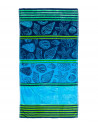 Serviette de plage coquillages bleue & verte 90 x 170 cm 100% coton