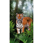 Serviette de plage microfibre tigre dans la jungle 70x140