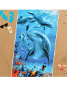 Serviette de plage microfibre dauphins 70x140 sable