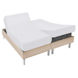 Protège Matelas 2x80x200 molleton coton 200gr/m² pour lit Tête et Pieds Relevables
