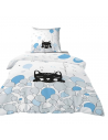 Housse de couette Pussycat Blue 140x200 fond blanc