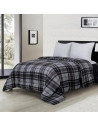 Couette microfibre 600g Gris et nuit rayée image d'ambiance
