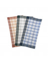 3 longs lot de 6 mouchoirs Trio Carreaux Bleu, Gris et Orange coton 50x50