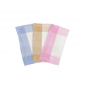 3 mouchoirs longs Lot de 6 Mouchoirs en tissu femme Bleu, Rose et Beige coton 28x28 cm