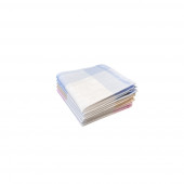 Pile Lot de 6 Mouchoirs en tissu femme Bleu, Rose et Beige coton 28x28 cm