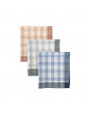 3 Pile carré de lot de 12 mouchoirs Trio Carreaux Bleu, Gris et Orange coton 50x50