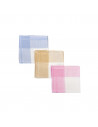 3 mouchoirs carrés Lot de 12 Mouchoirs en tissu femme Bleu, Rose et Beige coton 28x28 cm