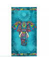 Serviette de plage éléphant coloré sur fond bleu foncé 90x170cm