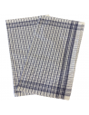 Visuel du lot de 5 mouchoirs sur fond blanc, mouchoirs Romain quadrillé bleu et blanc 100% coton 50x50 cm étaler.