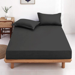 Drap housse medium grey 100% coton 57 fils visuel d'ambiance