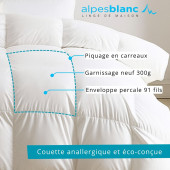 Spécificités de la Couette 90% duvet 300g 240x220