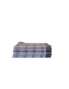 Pile de lot de 12 mouchoirs Trio Carreaux Bleu, Gris et Orange coton 50x50 fond blanc