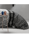 Détail du motif graphique noir et blanc de la housse de couette Pavage 220x240 cm coton 57 fils