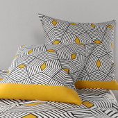 Housse de couette 260x240 cm à motifs géométriques noirs, jaunes, blancs