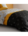 Housse de couette 260x240 cm à motifs géométriques noirs, jaunes, blancs