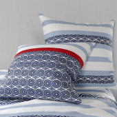 Taies de la housse de Couette 220x240 cm SANTORINI 100% coton 57 fils - Style maritime bleu marine et bordeaux - Oeko-Tex