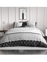 Housse de couette Casta 240x220 cm motifs géométriques minimalistes noirs et blancs en pur coton 57 fils certifié OEKO-TEX.