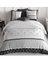 Parure de lit 240x260 cm Casta avec imprimés graphiques d'éventails noirs et blancs pour lit moderne.