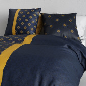 Taies d'oreiller Nil bleu nuit et or.