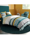 Housse de couette Citedor 240x220 cm motifs géométriques turquoise, noir et or.