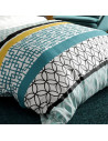 Motifs de la housse de couette Citedor 240x220 cm motifs géométriques turquoise, noir et or.