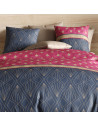 Housse de couette 260x240 cm LILY 100% coton 57 fils - Dessins géométriques violet et fuchsia - 2 taies carrées - Oeko-Tex