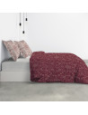 Housse de couette 200x200 cm VISHKA + 2 taies - pur coton bio 57 fils - Motifs fleuris sur fond pourpre - Finition boutons