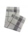 Lot de 6 torchons à carreaux gris et à motif feuille de vigne, visuel sur fond blanc