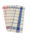 Lot de 6 torchons à carreaux motifs cerises rouge, bleu, gris 100% coton tissage jacquard, 50x70cm