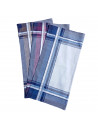 Mouchoirs tissu Adrien 44x44cm en coton jumel avec motifs carreaux et rayures coloris bleu, rouges, jaune