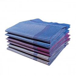 Lot de 6 mouchoirs Arnaud pliés en coton jumel 44x44 cm avec motifs carreaux élégants bleus, rouges et jaunes