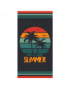 Serviette de plage summer sur fond noir , au couleur pastel, sur fond blanc. 90x170cm, 100% coton jacquard